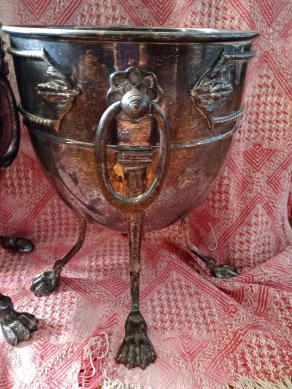 Pair of Vintage Silver Plate Footed Planter Jardinieres or Champagne Chillers